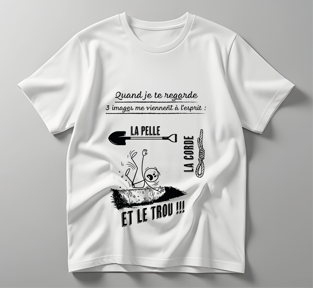 T-shirt Humour Noir – « Quand je te regarde… » L'atelier