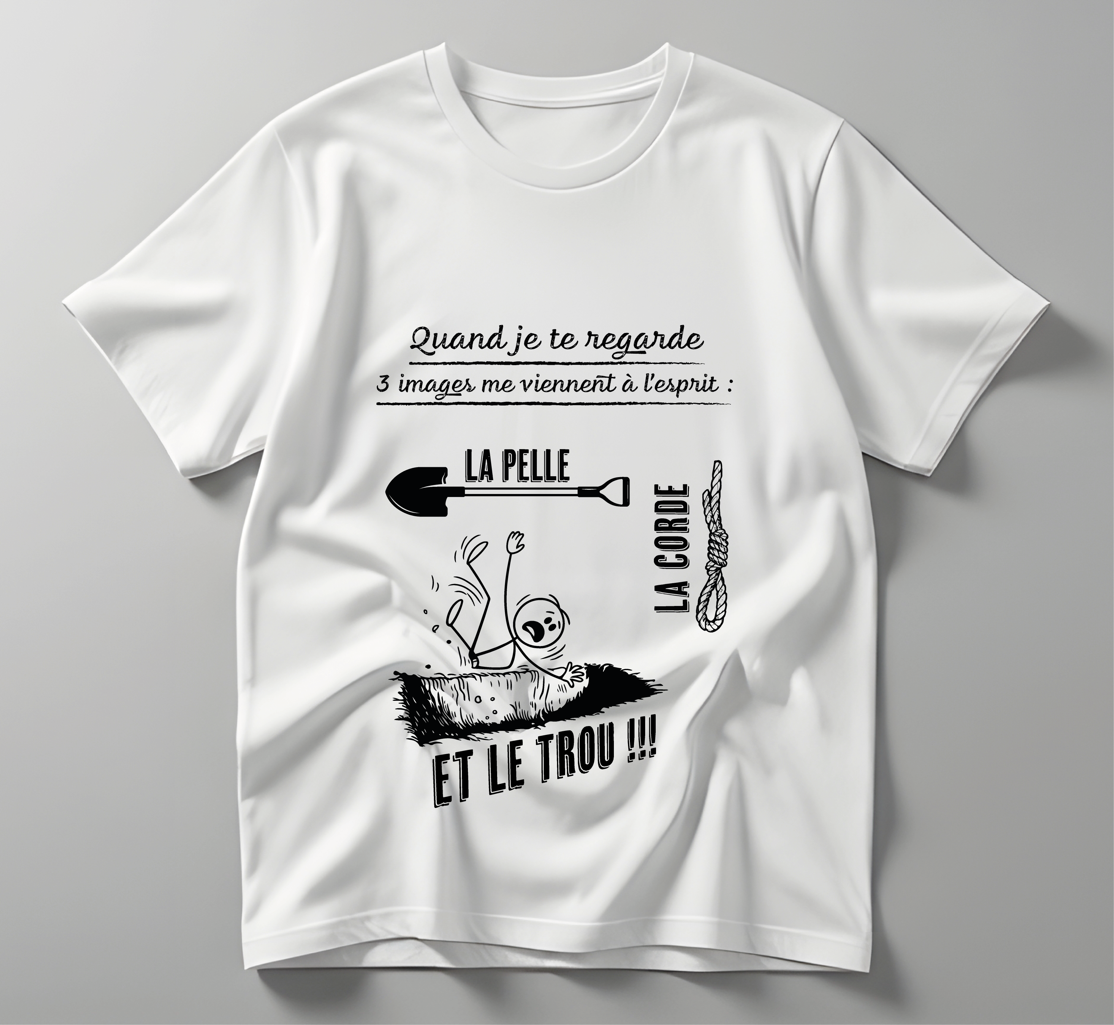 T-shirt Humour Noir – « Quand je te regarde… » L'atelier