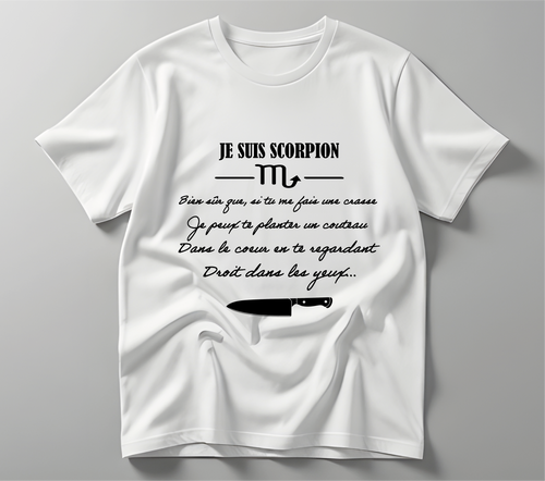 T-shirt manche courte humour noir astrologie (scorpion) L'atelier