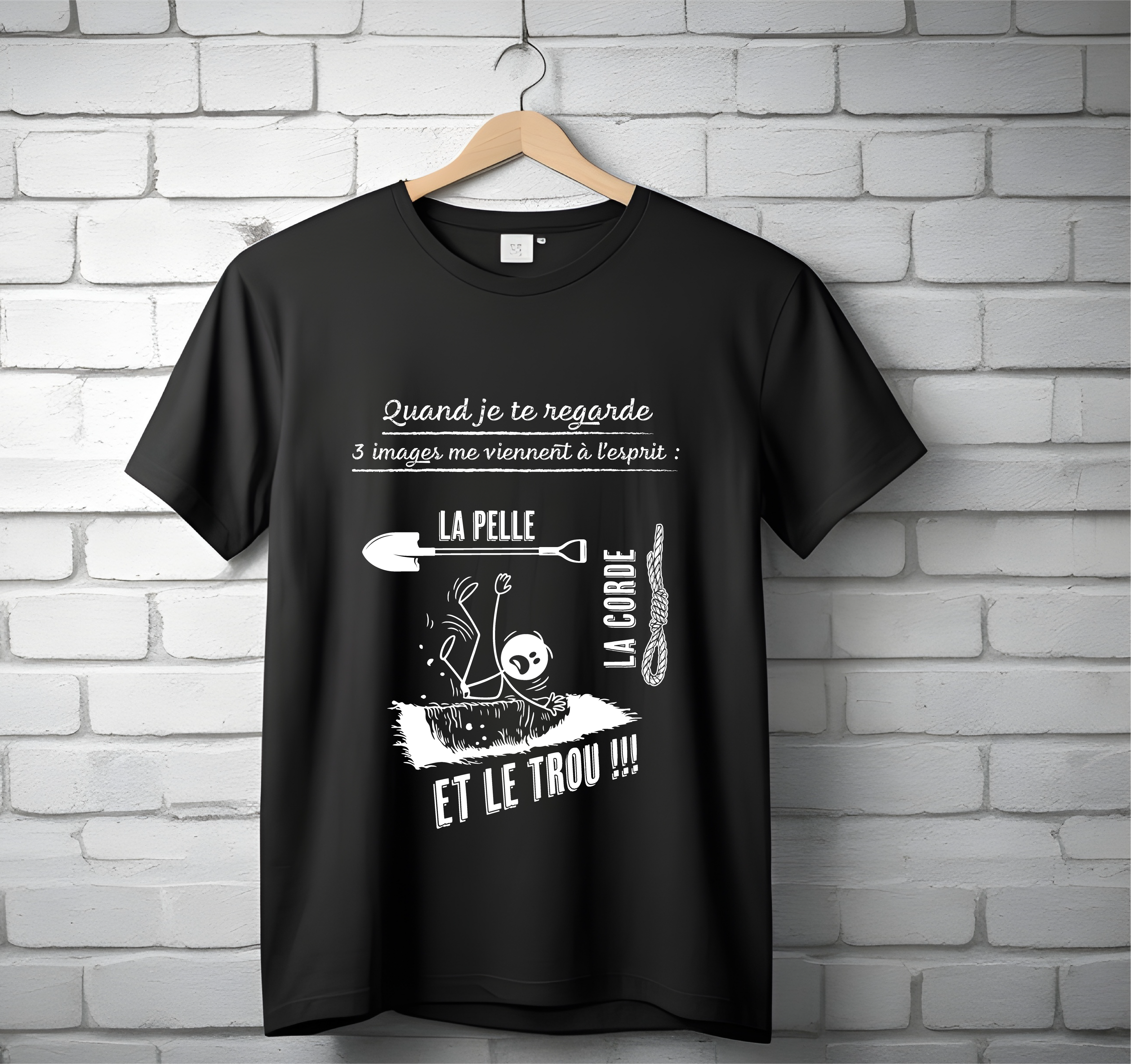 T-shirt Humour Noir – « Quand je te regarde… » L'atelier